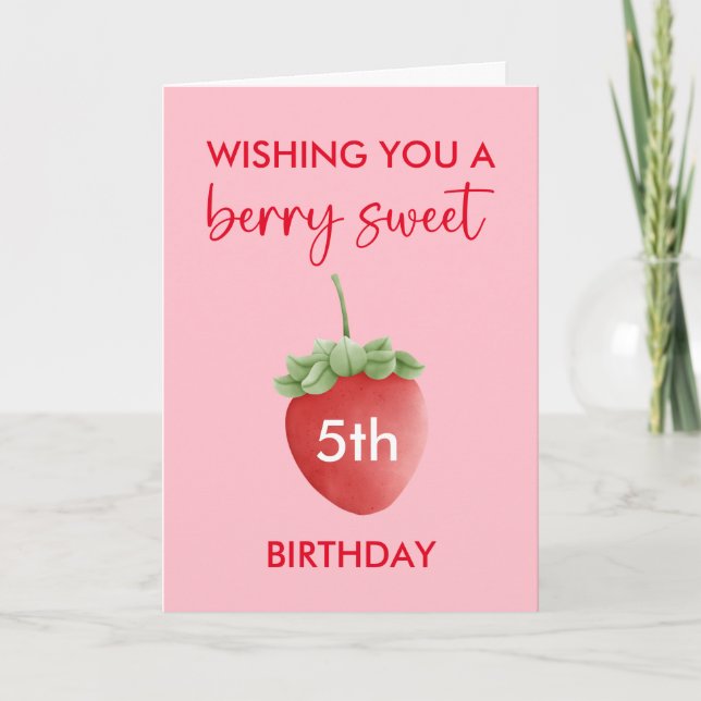 Tarjeta Berry Sweet Strawberry Happy Birday Card (Anverso)