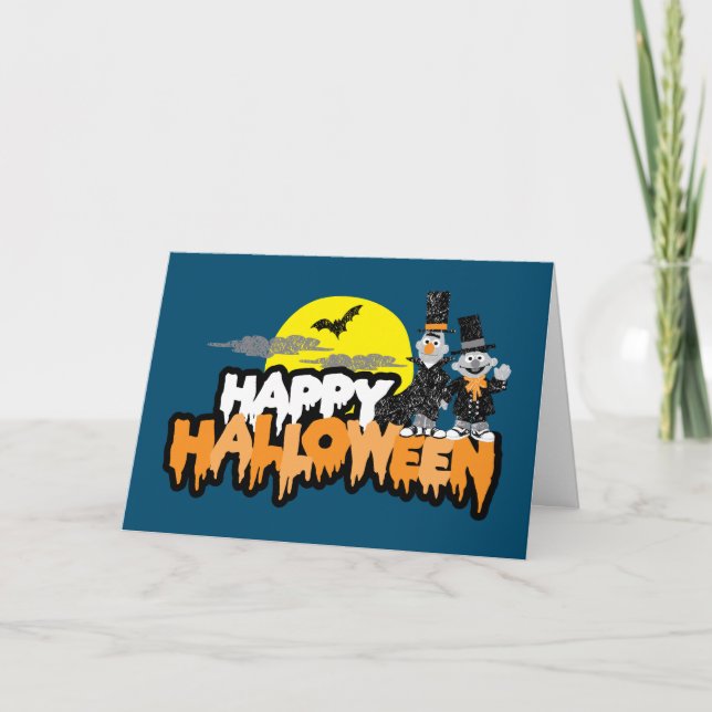 Tarjeta Bert y Ernie | Feliz Halloween (Anverso)