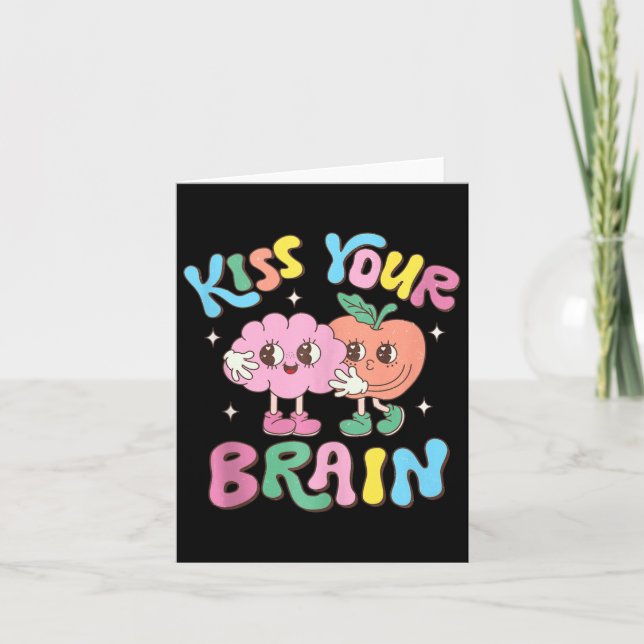Tarjeta Besa tu cerebro Valentín Día de prueba de profesor (Anverso)