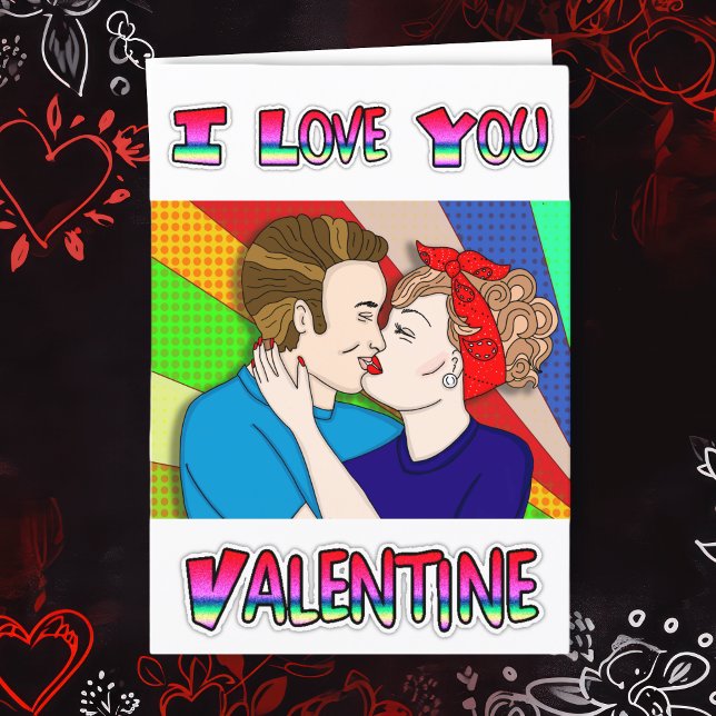 Tarjeta Besado de parejas retro | DÍA DE SAN VALENTÍN (Subido por el creador)