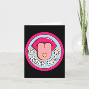 Tarjeta Bésame Flor Lengua Fuera Día de San Valentín Mujer