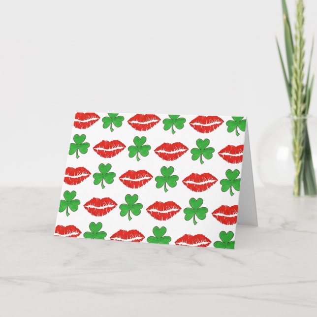 Tarjeta Bésame Soy los labios irlandeses Shamrock St. (Anverso)