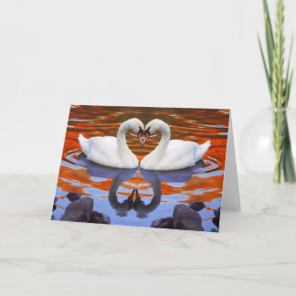 Tarjeta Besar cisnes en amor, cuellos de la forma del