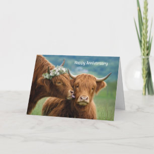 Tarjeta Beso de vaca Highland de aniversario