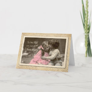 Tarjeta Beso dulce vintage de esposa en 40 años
