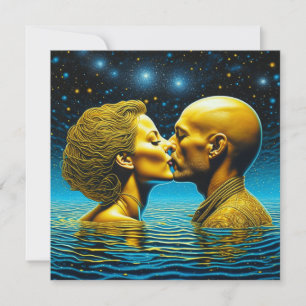 Tarjeta Beso romántico arte místico etéreo