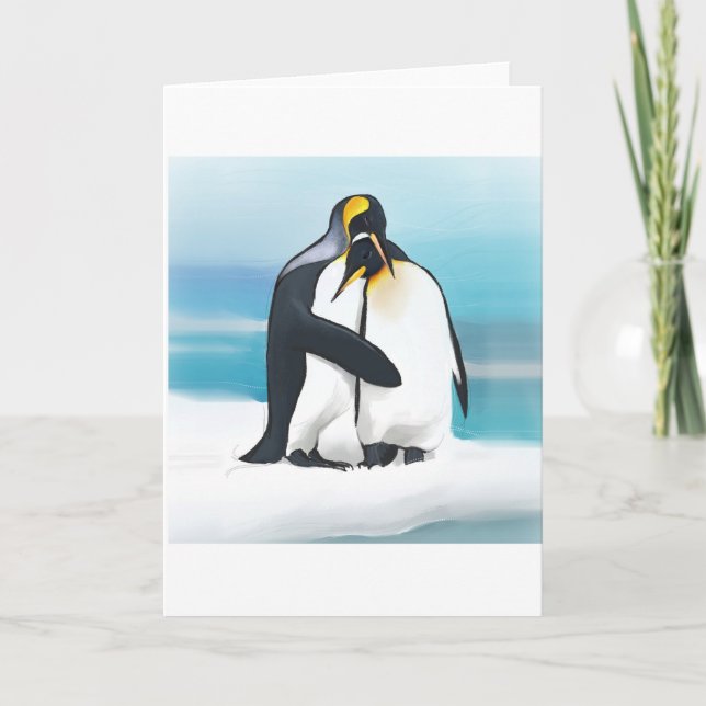 Tarjeta Besos de amor pingüino (Anverso)