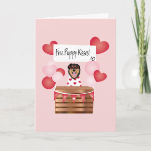 Tarjeta Besos de cachorro gratis San Valentín rojo perro