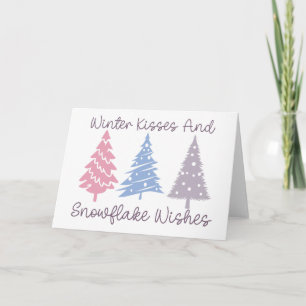 Tarjeta Besos de Invierno y Deseos de Copo de Nieve