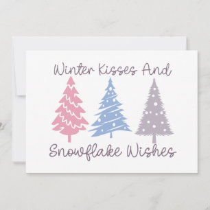 Tarjeta Besos de Invierno y Deseos de Copo de Nieve
