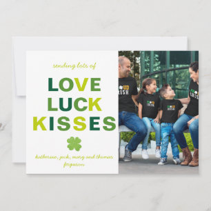 Tarjeta Besos de Suerte Amor Foto Personalizada Trébol de 