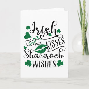 Tarjeta Besos irlandeses y deseos de Shamrock