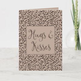 Tarjeta Besos Purpurinas de leopardo de la crema de Mocha 