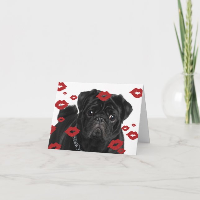 Tarjeta Besos y Abrazos Pug (Anverso)