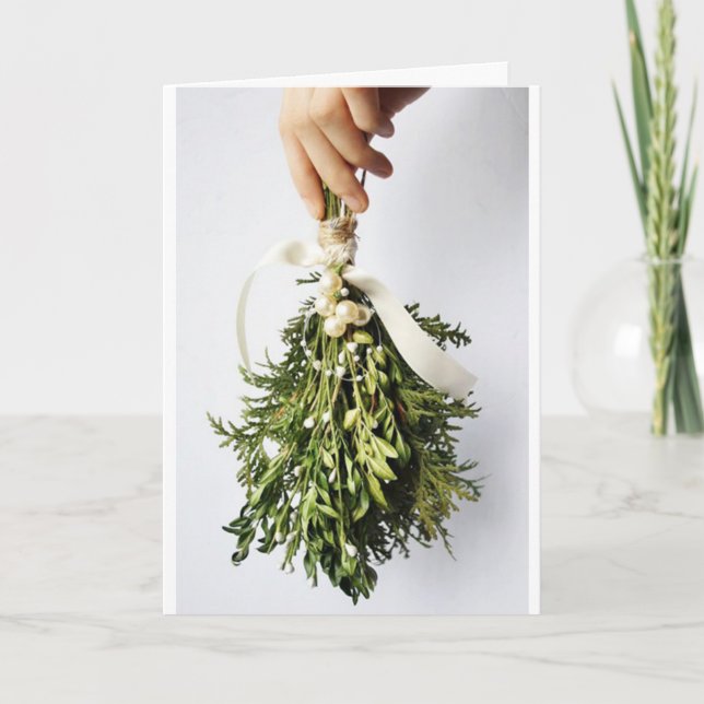 TARJETA BESOS Y DESEOS Y MISTLETO, SEGURO (Anverso)