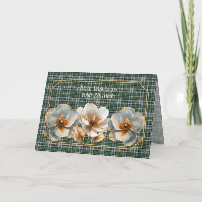 Tarjeta Best Birthday Wishes Cape Breton Island Tartan (Anverso)