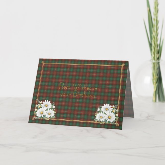 Tarjeta Best Birthday Wishes Prince Edward Island Tartan (Anverso)