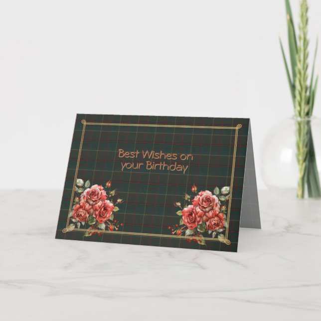Tarjeta Best Birthday Wishes Province of Ontario Tartan (Anverso)