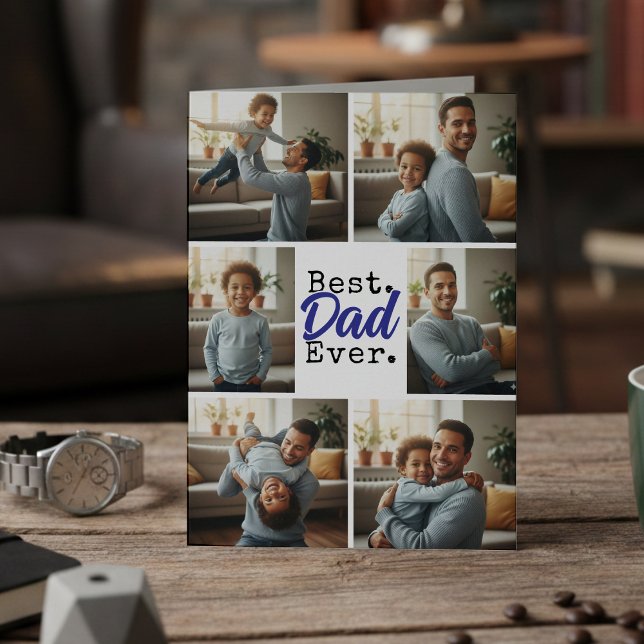 Tarjeta Best Dad Ever Photo Collage Birthday Father's Day (Subido por el creador)