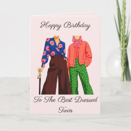Tarjeta Best Dressed Adult Twins Birthday