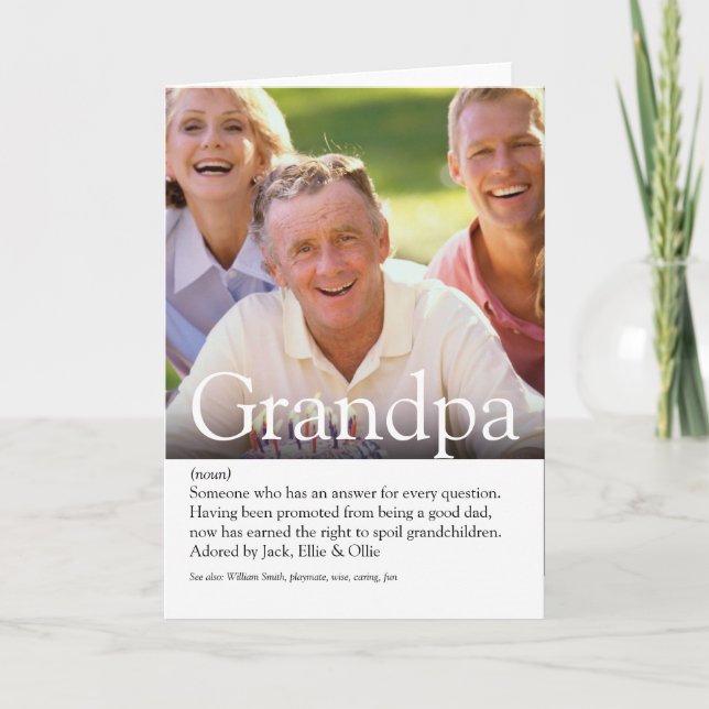 Tarjeta Best Ever Grandpa, Grandad, Papa Definition Photo (Anverso)