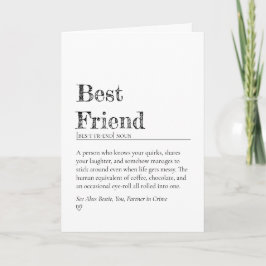 Tarjeta Best Friend Modern Word-Definition Style