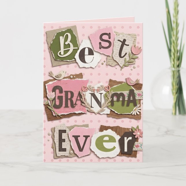 Tarjeta Best Grandma Ever Mother's Day Scrapbook Photo (Anverso)