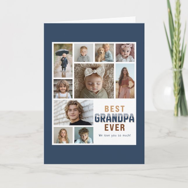 Tarjeta Best Grandpa Ever 10 Photo Collage  (Anverso)