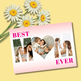 Tarjeta Best Mom Ever 3 Photo Stylish Happy Mother's Day