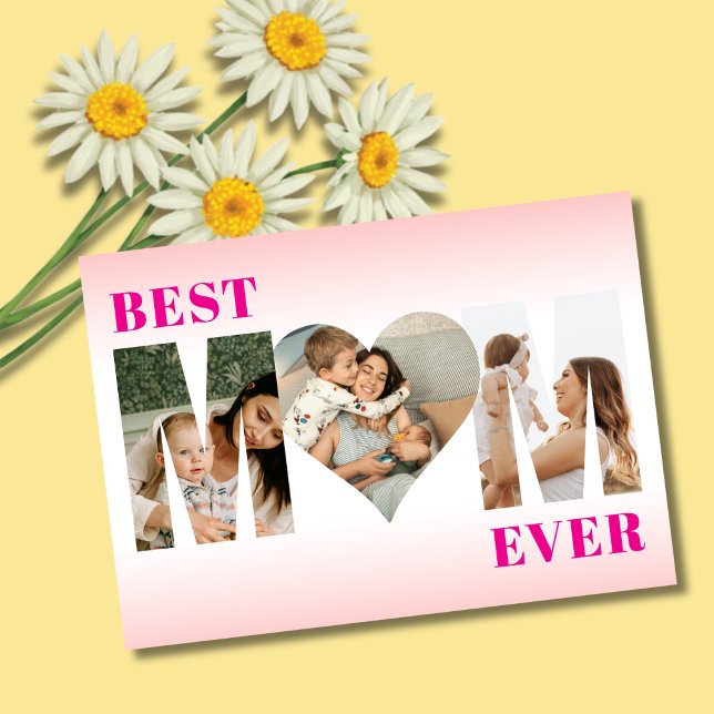 Tarjeta Best Mom Ever 3 Photo Stylish Happy Mother's Day  (Subido por el creador)