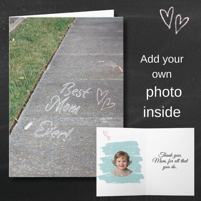 Tarjeta Best Mom Ever Chalk Art Mother's Day Photo (Best Mom Ever Mother's Day Chalk Art Card)