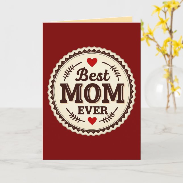 Tarjeta Best Mom Ever Classic Retro Design (flor amarilla)