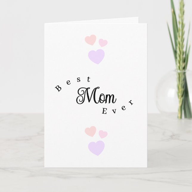 Tarjeta Best Mom Ever Modern Happy Mother's Day Hearts (Anverso)