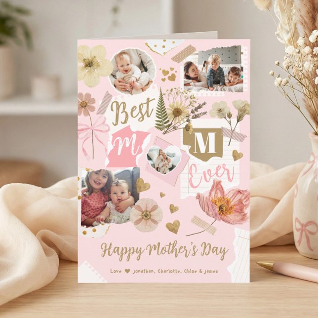 Tarjeta Best Mom Ever Mother's Day Scrapbook Photo Collage (Best Mom Ever Mother's Day Scrapbook Photo Collage Card)