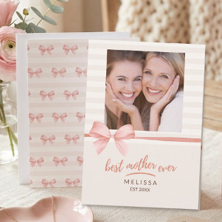 Tarjeta Best Mom Ever Soft Blush Cream Script Mother's Day