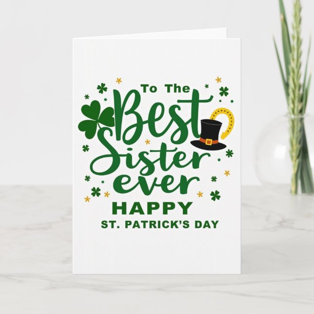 Tarjeta Best Sister St Patricks Day Card (Anverso)