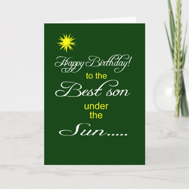Tarjeta Best son under the sun happy birthday wish (Anverso)