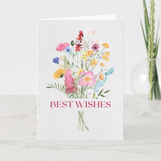 Tarjeta Best wishes bouquet of flowers (Anverso)