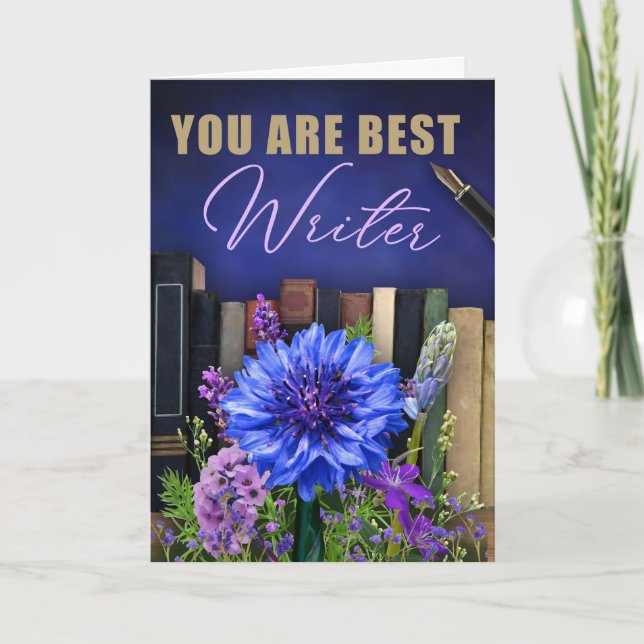 Tarjeta Best Writer Book Theme Greeting Card for an Author (Anverso)