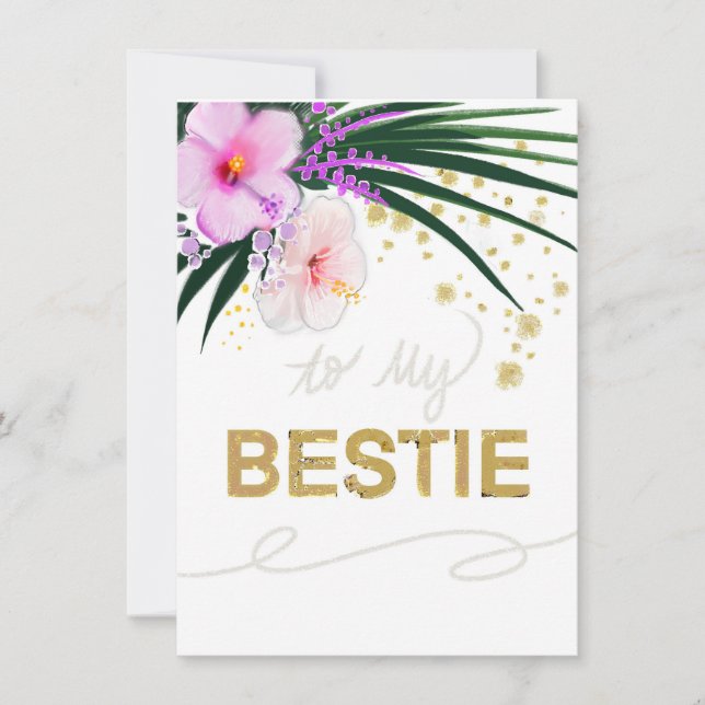 Tarjeta Bestie con acentos florales y dorados (Anverso)