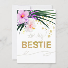 Tarjeta Bestie con acentos florales y dorados