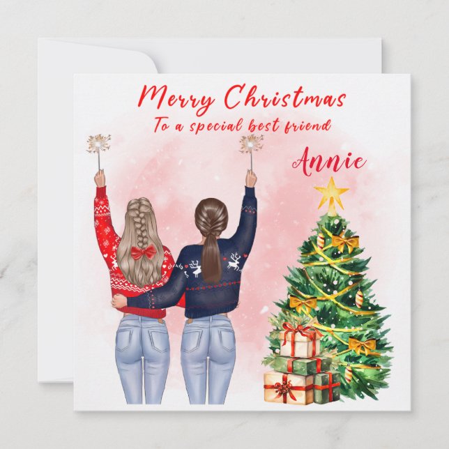 Tarjeta Bestie para los mejores Navidades amigos p (Anverso)