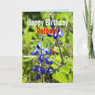 Tarjeta Bethany Texas Bluebonnet Feliz cumpleaños