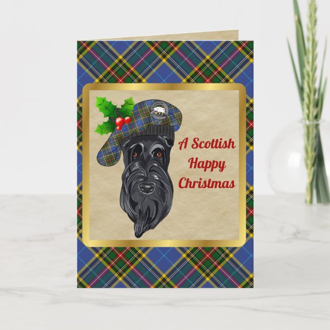 Tarjeta Bethune Badge & Tartan Personalized Xmas (Anverso)