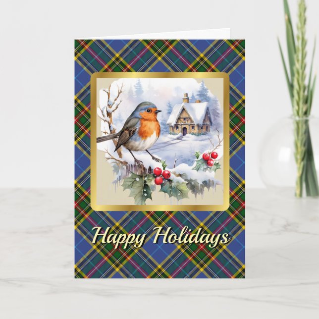 Tarjeta Bethune Escudo y Tartan w/Robin Personalizados (Anverso)
