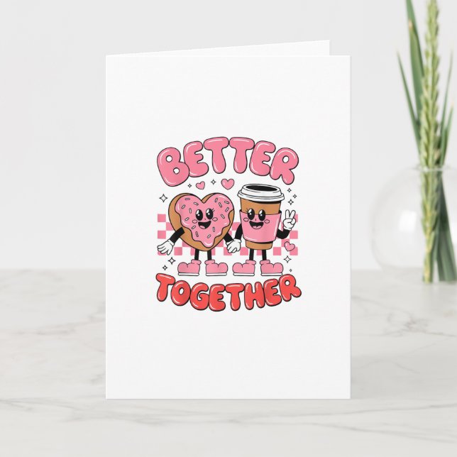 Tarjeta Better Together Coffee Donut Retro Groovy Style  (Anverso)