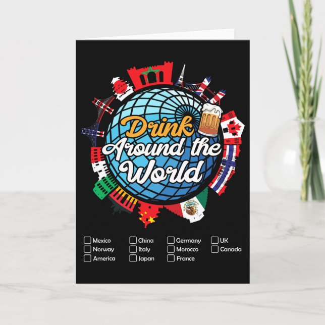 Tarjeta Beverage Drinks Beer Wine Mexico France Norway Adu (Anverso)