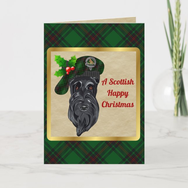 Tarjeta Beveridge Badge & Tartan Personalizado Xmas (Anverso)