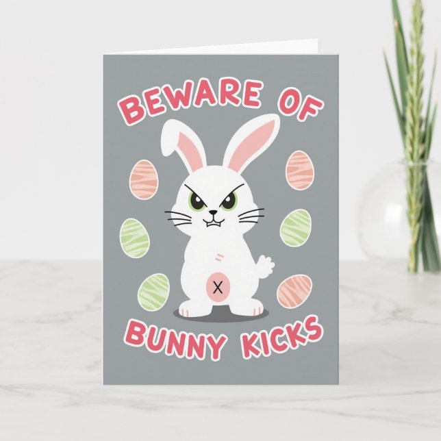 Tarjeta Beware Bunny Kicks Pattern Card (Anverso)