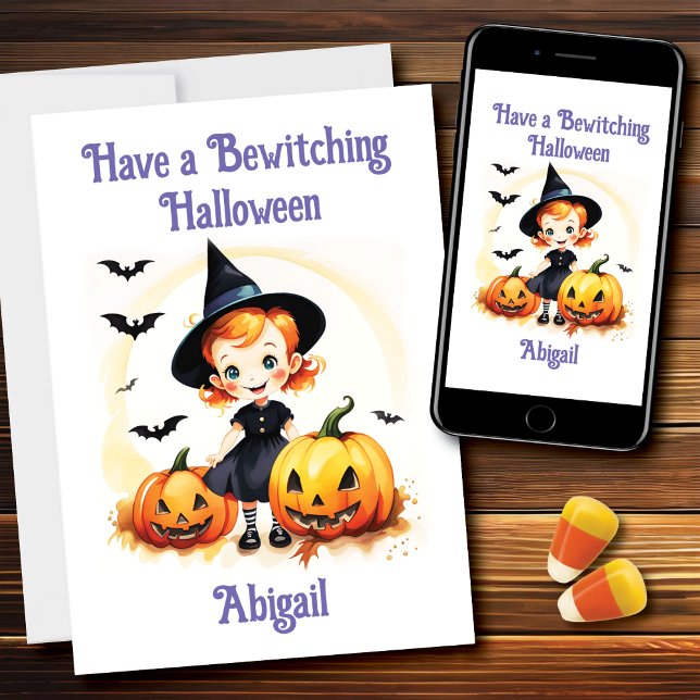 Tarjeta Bewitching Halloween Little Witch Trick or Trete (Subido por el creador)